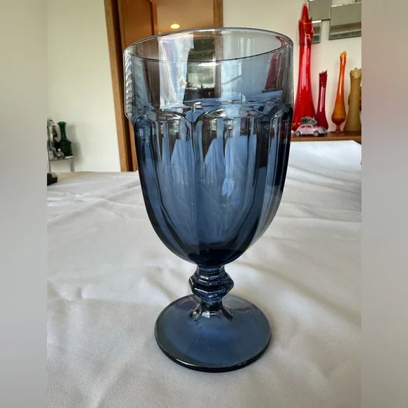 Vintage MCM Libbey Duratuff Dusky Blue Goblet - Picture 2 of 4